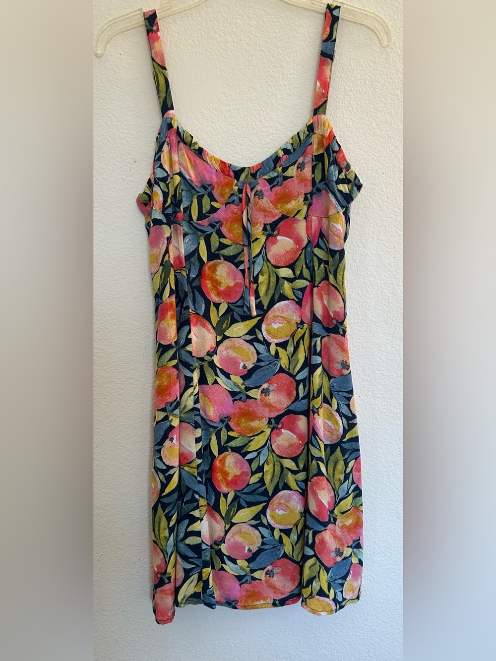 Vici Floral Sundress in Navy with Coral-Peach and Green Accents